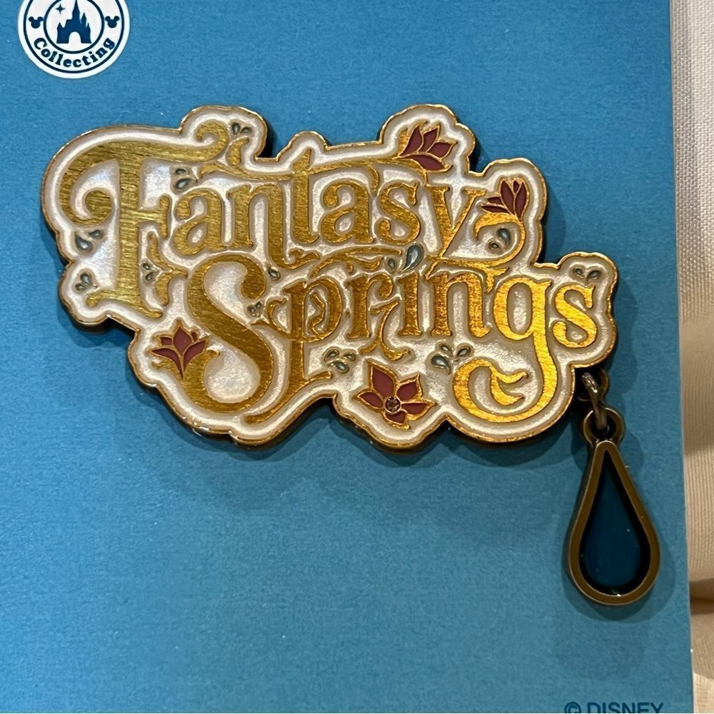 Tokyo DisneySea Disney Parks X Fantasy Springs Logo Dangling Gem Enamel Pin NWT